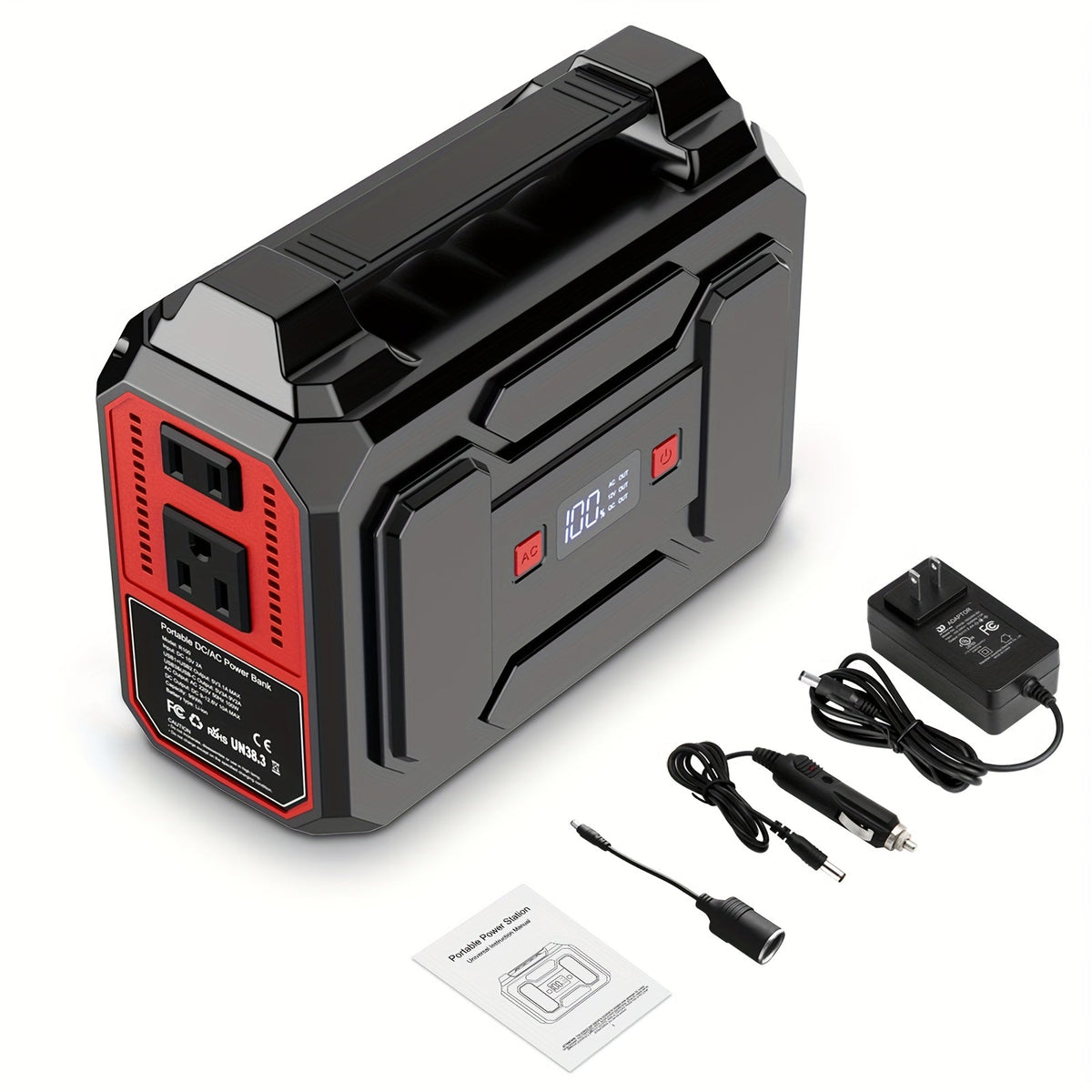 Portable Power Station 146Wh / 300W Solar Generator | AC Outlet, DC, USB & QC 3.0 Ports, LED Light, LiFePO4 Battery for Camping, CPAP, Emergency & Off-Grid – Solar Panel Optional