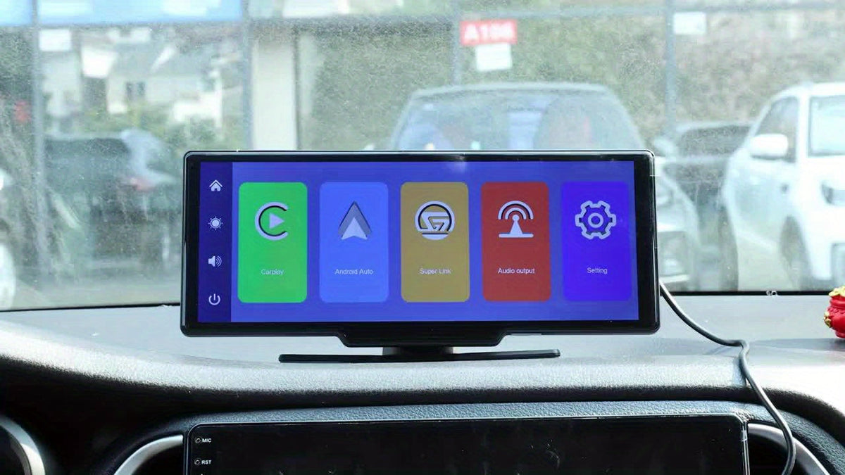 Portable Car Stereo with Wireless CarPlay & Android Auto, 10.26 Inch 1080P Touchscreen Car Radio Receiver with Voice Control, FM Transmitter, Backup Camera Support & Handsfree Calling for All Vehicles