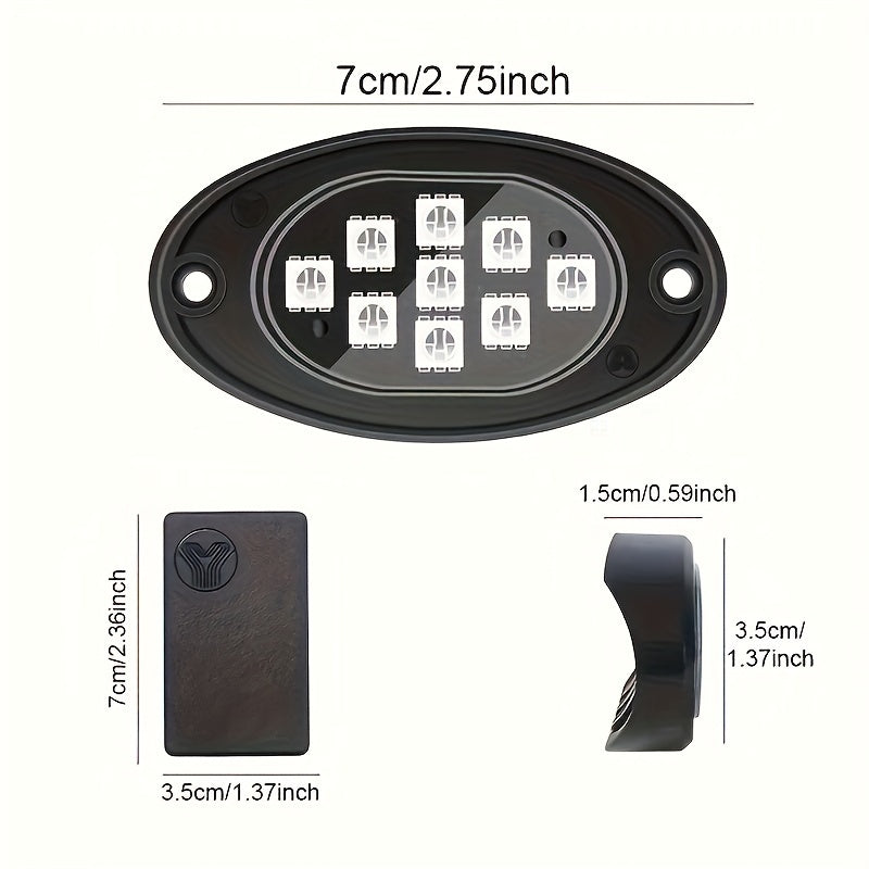 RGB LED Rock Lights Kit for Trucks, App & Remote Control Music Mode, 16M Color Underglow Footwell Neon Lights, 4/8/10PCS for Pickup Off-Road RZR SUV ATV UTV