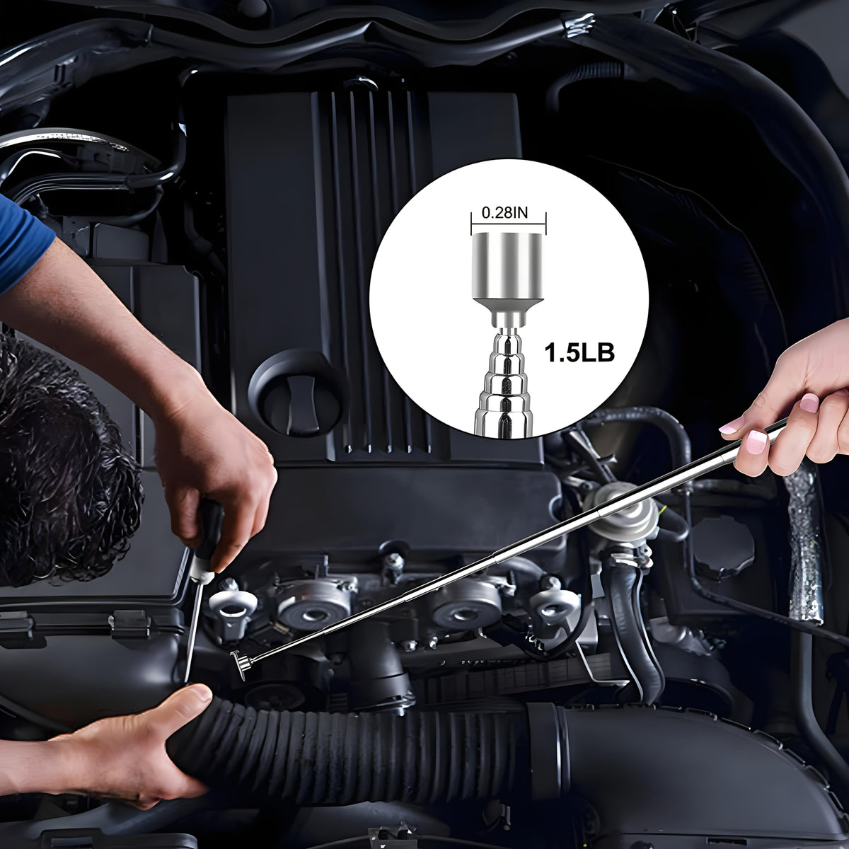 Magnetic Pick-Up Tool Set with 360° Swivel Inspection Mirror | Telescoping Extendable Retrieval Sticks 5pc or 6pc for Garage Auto Home