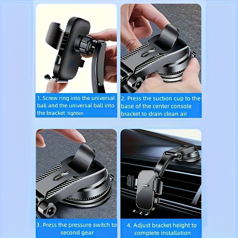 Car Phone Holder Suction Cup Mount – Universal Dashboard Stand | Adjustable Portrait & Landscape for All Smartphones