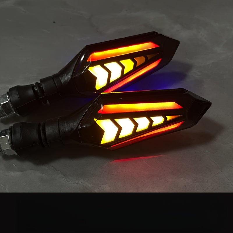 LED Double-Side Flow Arrow Turn Signal Light 2-Pack, 12V Universal Sequential Indicator for Truck Boat SUV ATV, Blue/Amber & Red/Amber, Waterproof Side Marker Light
