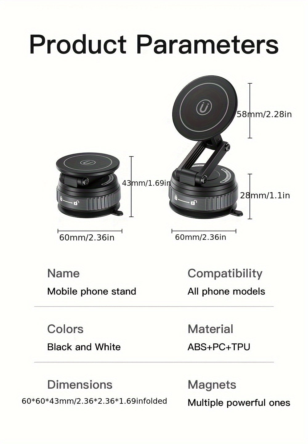 Magnetic Car Phone Mount 360° Rotation – Foldable Universal Holder for iPhone 16 15 14 12 & All Smartphones, Portrait & Landscape