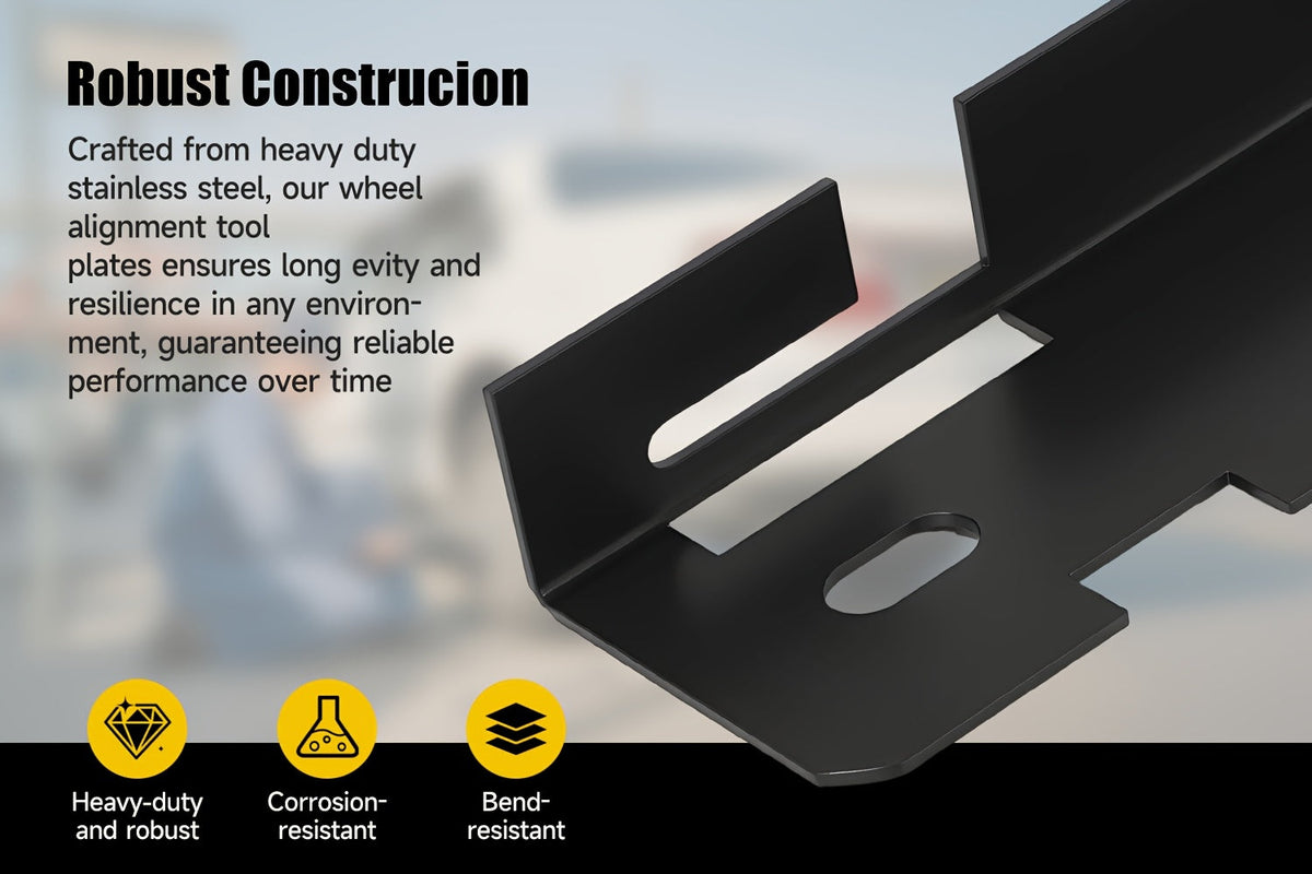 Wheel Alignment Tool 2Pcs – Heavy Duty Toe-In Positioning Plate with Wall Mount Hanging Holes, Universal Fit for Car Truck SUV, Black