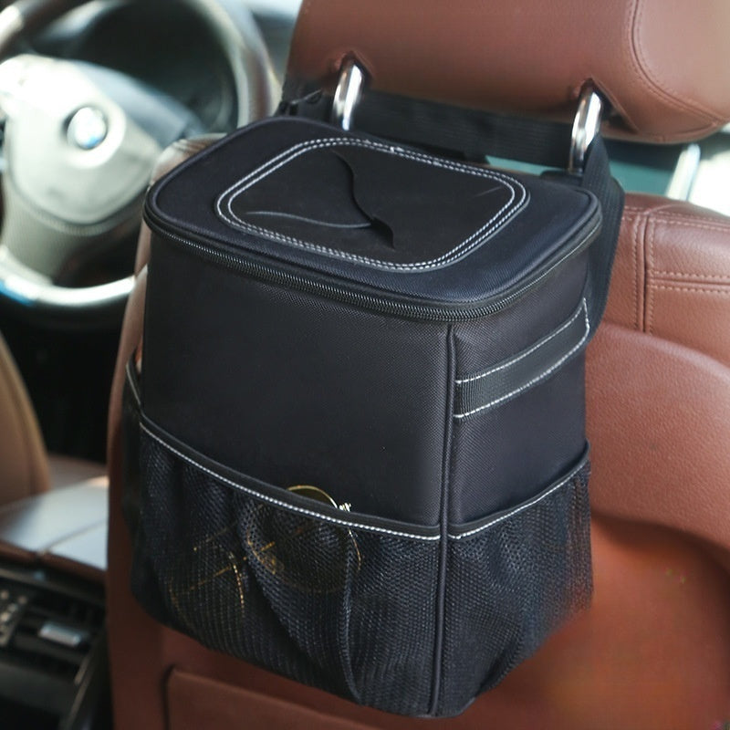 Car Trash Can with Lid 2 Gallon Leakproof Odor-Proof Vehicle Garbage Bin with Storage Pockets for Cars SUVs Trucks