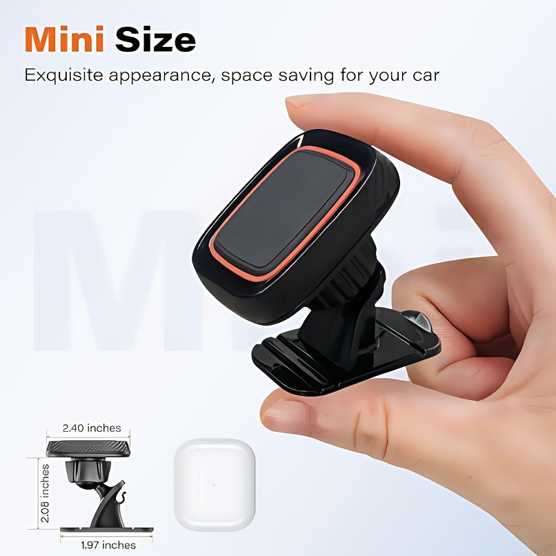 VUXS Magnetic Phone Holder Dashboard – Rotatable Strong Magnet Mount for iPhone & Samsung, 4 Metal Plates & 4 Reinforced Magnets