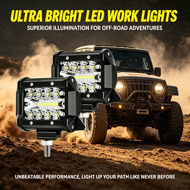 LED Work Light Bar 4.3/6.3 Inch Super Bright Spot Flood Combo for Motorcycle Off-Road Truck ATV UTV SUV Pickup 4x4 Marine Boat Night Driving Auxiliary Fog Light