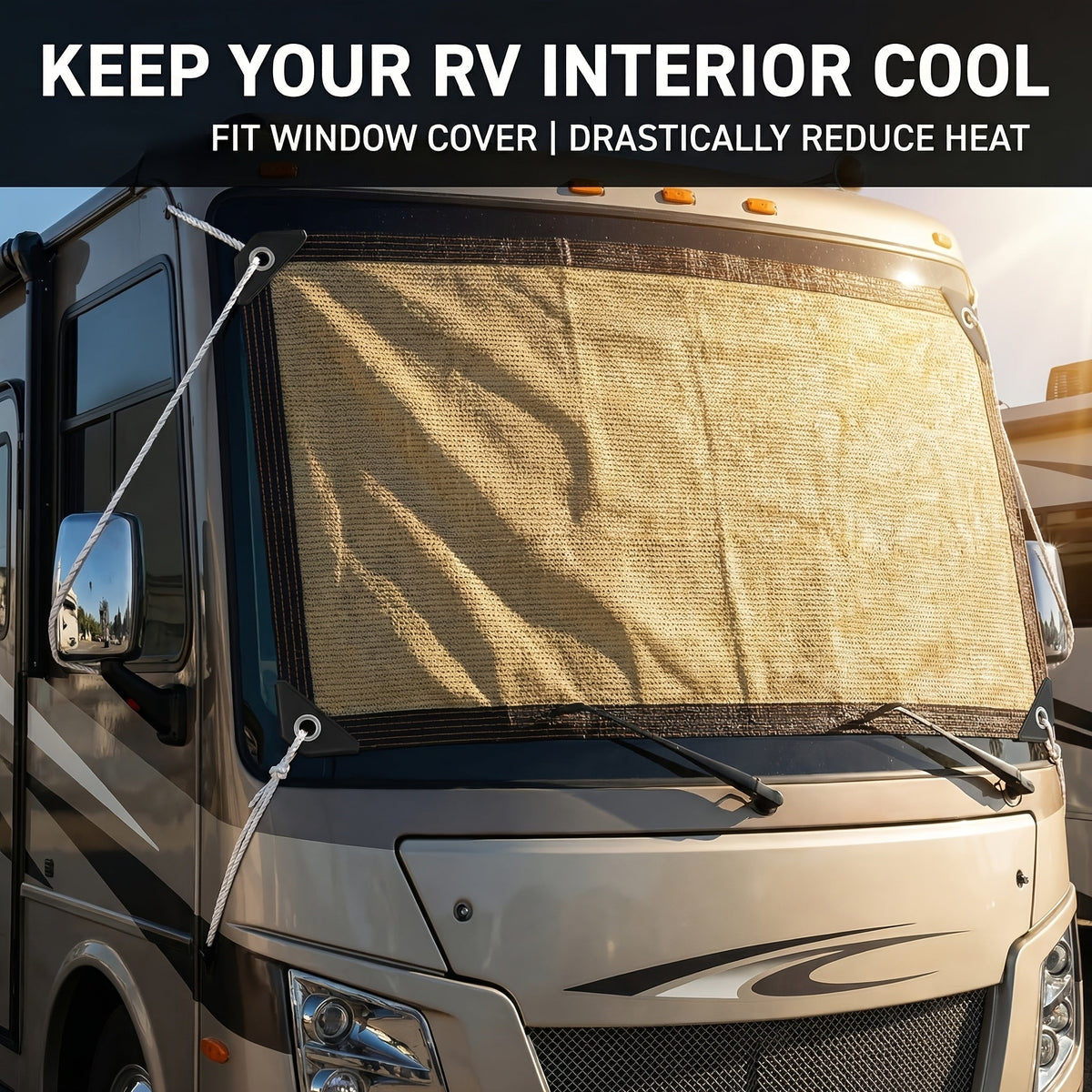 Sun Shade Tarp UV-Resistant for RV Canopy & Outdoor - Breathable Shade Cloth with Brass Grommets & Tie-Down Ropes, Awning Cover for Camper Patio Backyard, 2 Sizes