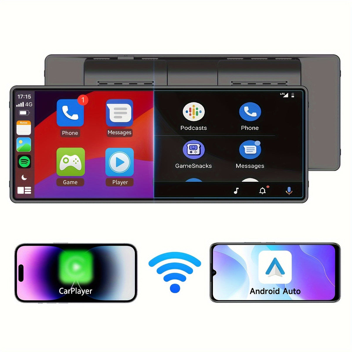 Portable Wireless CarPlay Screen 10.26" HD Touchscreen, Android Auto, Mirror Link, Backup Camera, GPS Navigation, AUX — Universal Fit