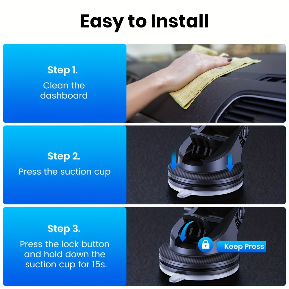 TOPK Upgraded Car Phone Holder Mount – Universal Dashboard Cell Phone Stand | Adjustable Grip for iPhone, Samsung & All Android Smartphones