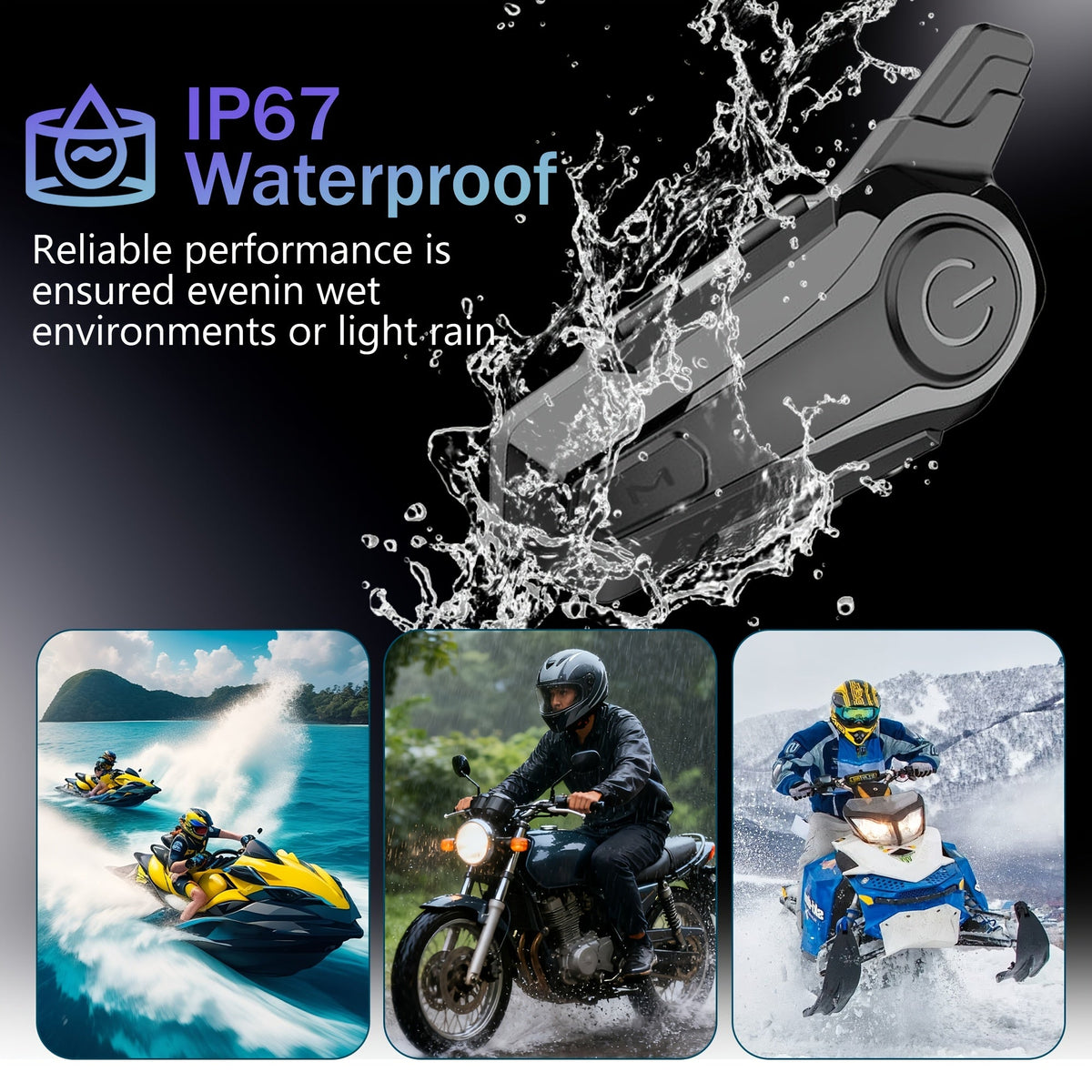 Motorcycle Helmet Bluetooth Intercom Headset – Wireless 2-Rider Communication, Compatible with Full-Face, 3/4 & Open-Face Helmets