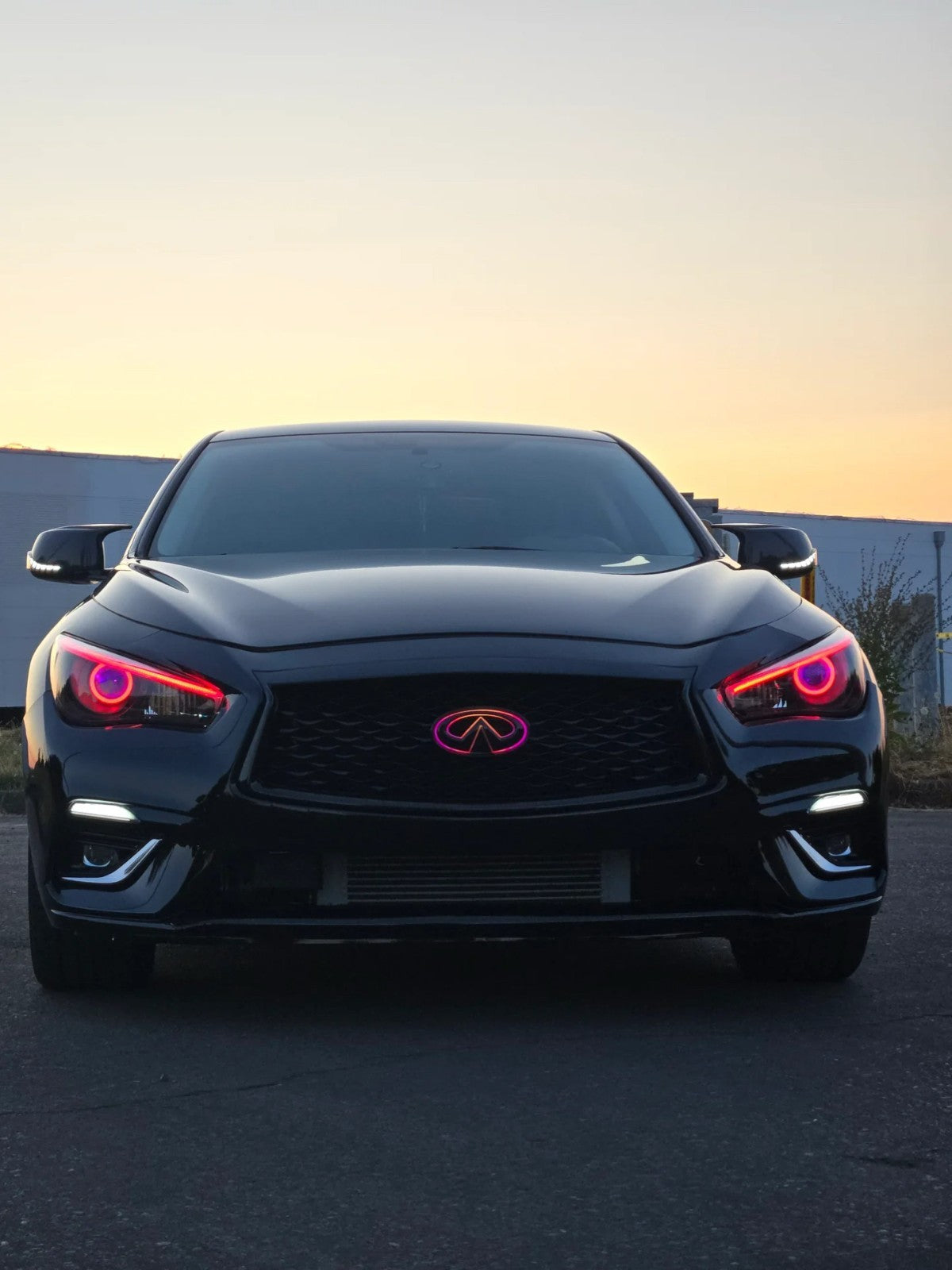 Infiniti Q60 RGB LED Grille Emblem Color Changing Gloss Black 2017-2022