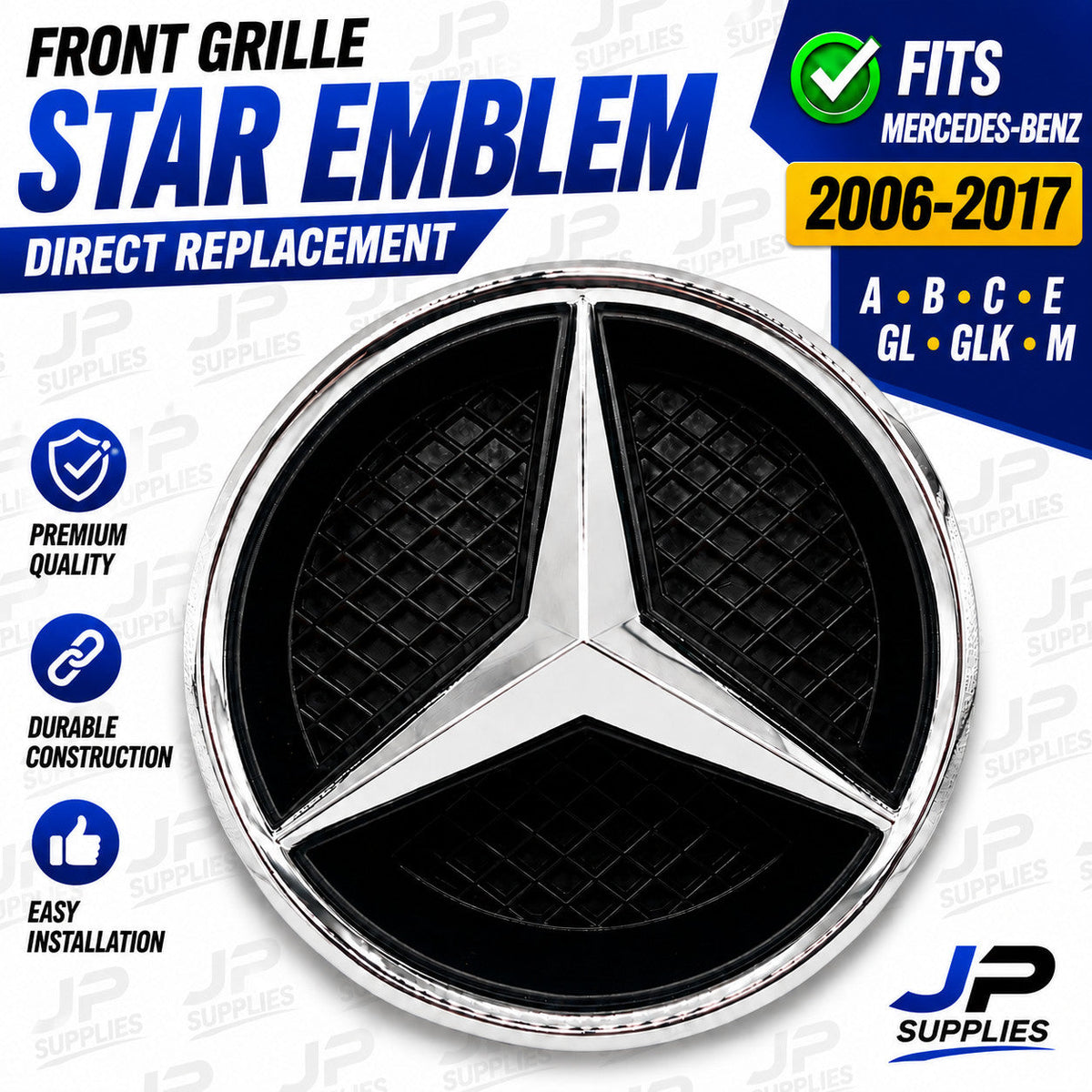 2006-2017 Mercedes-Benz Front Grille Star Emblem Badge w/ Housing A B C E GL GLK